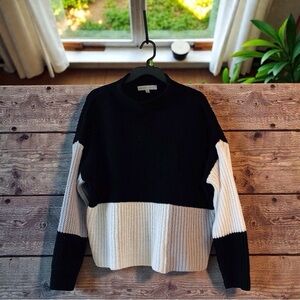 Absolutely Famous Colorblock Chenille Sweater Women’s XL Mock Neck Black & White